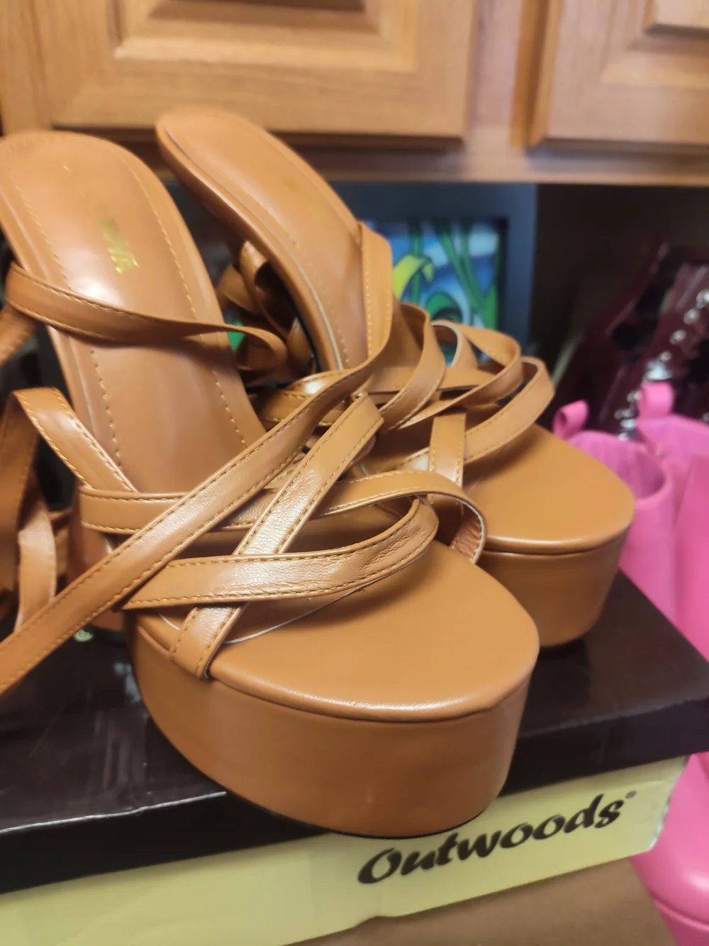 Women’s Tan Platform Strappy Sandals by Fashion Nova, Size 8